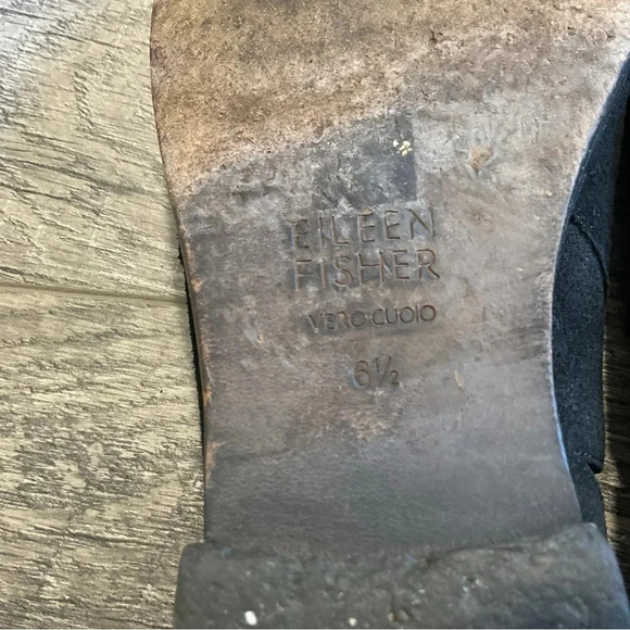 Eileen Fisher Black Suede Vero Cuoio Slip On‎ Loafer Size 6 1/2 - Picture 10 of 11